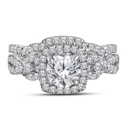 1.75 CTW Diamond Halo Bridal Engagement Ring 10KT Yellow Gold - REF-359X9Y