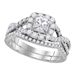 1 CTW Diamond Princess EGL Certified Bridal Engagement Ring 14KT White Gold - REF-127W4K