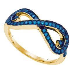 0.31 CTW Blue Color Diamond Infinity Ring 10KT Yellow Gold - REF-14N9F