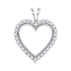 0.25 CTW Diamond Heart Outline Pendant 10KT White Gold - REF-22X4Y