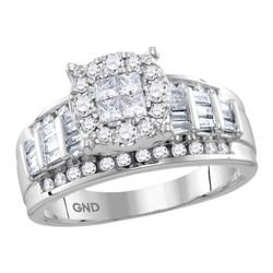 0.99 CTW Princess Diamond Soleil Cluster Bridal Engagement Ring 10KT White Gold - REF-82W4K