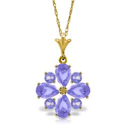 Genuine 2.43 ctw Tanzanite Necklace Jewelry 14KT Yellow Gold - REF-50Z9N