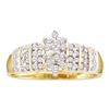 Image 1 : 0.26 CTW Prong-set Diamond Oval Cluster Ring 14KT Yellow Gold - REF-26N9F