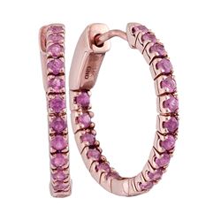1.25 CTW Ruby In/Out Hoop Earrings 14KT Rose Gold - REF-52X4Y