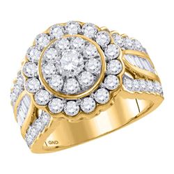3.02 CTW Diamond Solitaire Halo Bridal Engagement Ring 14KT Yellow Gold - REF-299X9Y