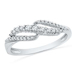 0.25 CTW Diamond Crossover Ring 10KT White Gold - REF-24F2N