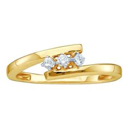 0.10 CTW Diamond 3-stone Bridal Engagement Ring 10KT Yellow Gold - REF-12K2W