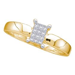 0.12 CTW Princess Diamond Cluster Bridal Engagement Ring 14KT Yellow Gold - REF-16M4H