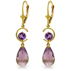 Genuine 11 ctw Amethyst Earrings Jewelry 14KT Yellow Gold - REF-46P7H