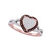Image 1 : 0.17 CTW Red Color Diamond Heart Cluster Ring 10KT Rose Gold - REF-34N4F