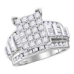 4.05 CTW Diamond Cluster Bridal Engagement Ring 14KT White Gold - REF-374K9W