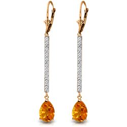 Genuine 3.6 ctw Citrine & Diamond Earrings Jewelry 14KT Rose Gold - REF-60Z4N