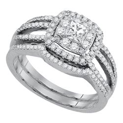 0.88 CTW Princess Diamond Solitaire Bridal Engagement Ring 14k White Gold - REF-119Y9X