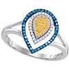 Image 1 : 0.20 CTW Yellow Color Diamond Teardrop Cluster Ring 10KT White Gold - REF-26F9N