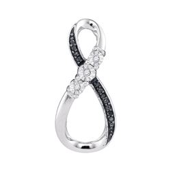 0.03 CTW Black Color Diamond Vertical Infinity Pendant 10KT White Gold - REF-12M2H