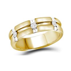 0.23 CTW Mens Diamond Matte-finish Wedding Anniversary Ring 10KT Two-tone Gold - REF-59H9M