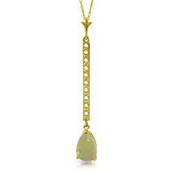 Genuine 0.82 ctw Opal & Diamond Necklace Jewelry 14KT Yellow Gold - REF-33M8T