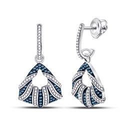 0.50 CTW Black Color Diamond Dangle Earrings 10KT White Gold - REF-53X9Y