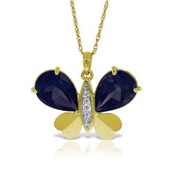 Genuine 10.60 ctw Sapphire & Diamond Necklace Jewelry 14KT Yellow Gold - REF-181T9A