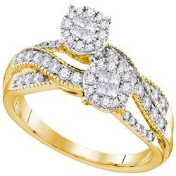 0.50 CTW Princess Diamond Soleil Cluster Bridal Engagement Ring 14KT Yellow Gold - REF-67X4Y