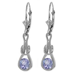 Genuine 1.30 ctw Tanzanite Earrings Jewelry 14KT White Gold - REF-61V3W