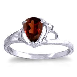 Genuine 0.66 ctw Garnet & Diamond Ring Jewelry 14KT White Gold - REF-31W4Y