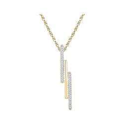 0.12 CTW Diamond Triple Vertical Bar Pendant 10KT Yellow Gold - REF-12N8F
