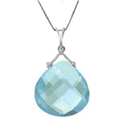 Genuine 8.5 ctw Blue Topaz Necklace Jewelry 14KT White Gold - REF-26Z9N