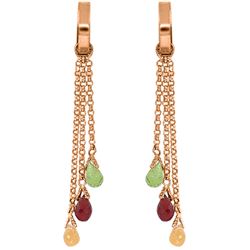 Genuine 4.9 ctw Garnet, Peridot & Citrine Earrings Jewelry 14KT Rose Gold - REF-43X6M
