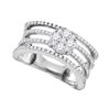 Image 1 : 1.02 CTW Diamond Four Row Flower Cluster Ring 10KT White Gold - REF-132H2M