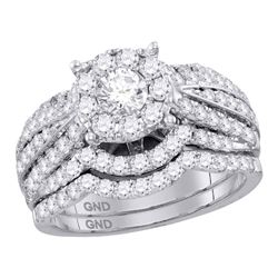 1.78 CTW Diamond Halo Bridal Engagement Ring 14KT White Gold - REF-247W5K