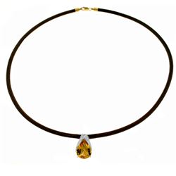 Genuine 6 ctw Citrine Necklace Jewelry 14KT White Gold - REF-30V5W