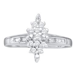0.10 CTW Diamond Cluster Ring 10KT White Gold - REF-11W2K