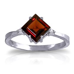 Genuine 1.77 ctw Garnet & Diamond Ring Jewelry 14KT White Gold - REF-28R8P