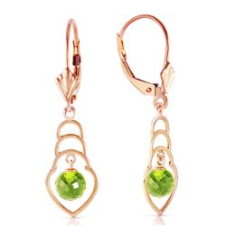 Genuine 1.25 ctw Peridot Earrings Jewelry 14KT Rose Gold - REF-25P6H