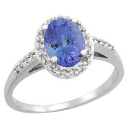 Natural 1.43 ctw Tanzanite & Diamond Engagement Ring 14K White Gold - REF-54R7Z