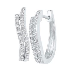 0.20 CTW Diamond Hoop Earrings 10KT White Gold - REF-19F4N