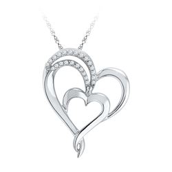 0.12 CTW Diamond Heart Love Pendant 10KT White Gold - REF-16H4M