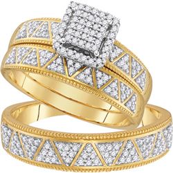 0.50 CTW His & Hers Diamond Matching Bridal Ring 10KT Yellow Gold - REF-52K4W