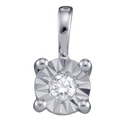 0.10 CTW Diamond Illusion-set Solitaire Pendant 10KT White Gold - REF-13X4Y