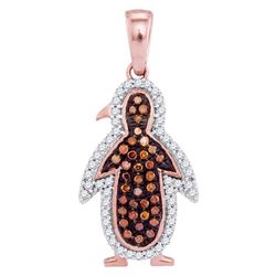0.25 CTW Red Color Diamond Penguin Animal Pendant 10KT Rose Gold - REF-24W2K