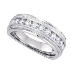 0.25 CTW Mens Diamond Comfort-fit Wedding Anniversary Ring 10KT White Gold - REF-37M5H