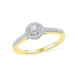 0.25 CTW Diamond Solitaire Halo Promise Bridal Ring 10KT Yellow Gold - REF-22N4F