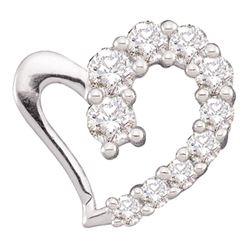 0.18 CTW Diamond Heart Love Pendant 14KT White Gold - REF-14X9Y
