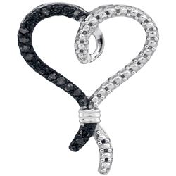 0.13 CTW Black Color Diamond Heart Love Pendant 10KT White Gold - REF-12W8K