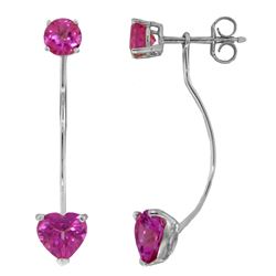 Genuine 4.55 ctw Pink Topaz Earrings Jewelry 14KT White Gold - REF-30H6X