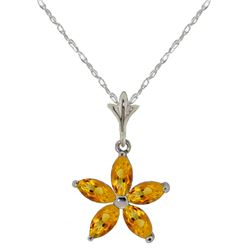 Genuine 1.40 ctw Citrine Necklace Jewelry 14KT White Gold - REF-25H8X