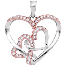 0.25 CTW Diamond Heart Love Pendant 10KT Two-tone Gold - REF-20N9F