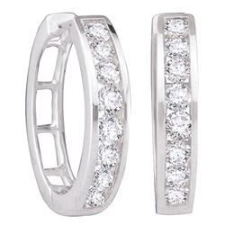 0.50 CTW Diamond Single Row Hoop Earrings 10KT White Gold - REF-49H5M