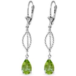 Genuine 3 ctw Peridot Earrings Jewelry 14KT White Gold - REF-45R5P
